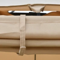 Outsunny Gazebo Pergola da Esterno 3.3x3.3m con Doppio Tettuccio e Telo Estraibile, Marrone Chiaro(m-9)