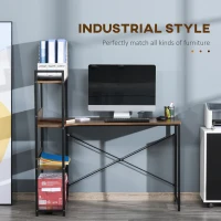 HOMCOM Office Desk with Storage Shelves, 120 CM Computer Desk, Industrial Study Table with Metal Frame for Home Office Small Space, Rustic Brown(m-4)