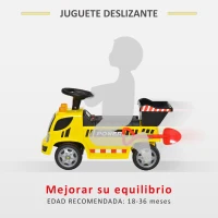 HOMCOM Coche Correpasillos para Bebés de +18 Meses Tipo Camión con Música Faros Caja Abatible y Pala Vehículo sin Pedales de Juguete 72x28,2x42 cm Amarillo(m-5)