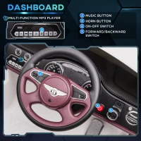 HOMCOM Bentley Mulsanne Licensed Kids Electric Ride-On Car, with Remote Control. LED lights, Music - White(m-5)