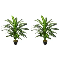 Outsunny Set of Two Artificial Dracaena Plants(m-1)