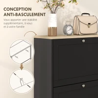 HOMCOM Meuble à chaussures style scandinave 3 portes abattants 18 paires de chaussures 60 x 23,5 x 115 cm noir aspect bois(m-7)
