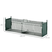 PawHut Two-Door Live Trap for Small Animals, Animal Trap for Rat, Mice - Dark Green(m-3)