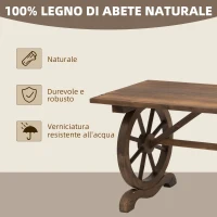 Outsunny Tavolo da Giardino Stile Country con Gambe a Ruota, in Legno di Abete Resistente alle Intemperie, 110x60x65 cm(m-4)