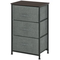 HOMCOM Meuble de Rangement 3 tiroirs chiffonnier dim. 45L x 30l x 71H cm métal MDF Non tissé Gris(m-10)