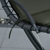 Outsunny Bain de Soleil transat Suspendu Chaise Suspendu Extérieur avec Pare-Soleil et Matelas Design Contemporain 190L x 110l x 190H cm Acier Polyester Gris foncé Noir(m-9)