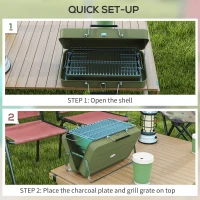 Outsunny Metal Suitable-Style Portable BBQ Grill - Green(m-5)