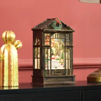 HOMCOM Christmas Snow Globe Lantern with Lights, Musical Snow Globe with Swirling Glitter, Battery Operated Musical Christmas Decoration for Holiday Party Gift, Bronze Tone(m-10)