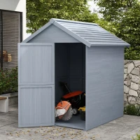 Outsunny 6 x 6.5ft Wooden Garden Shed, with Floor - Grey(m-10)