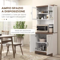 HOMCOM Dispensa Cucina in MDF con Armadietto Superiore e Inferiore a 2 Ante e Piano di Lavoro, 72x40x178 cm(m-4)