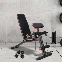HOMCOM Adjustable Reclined Dumbbell Bench Weight Lifting Set Folding Sit Up Ab Bench Home Training Gym Multiuse Workout Exercise Fitness with 2 x 4kg Dumbbells(m-10)