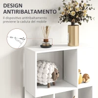 HOMCOM Mobile Libreria in Legno a 5 Ripiani con Divisorio, 60x24x184.5 cm, Bianco(m-6)