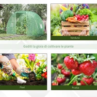 Outsunny Serra a Tunnel con Porta Avvolgibile e Finestre, Copertura PE e Struttura in Acciaio, 1.5x3x2m, Verde(m-7)