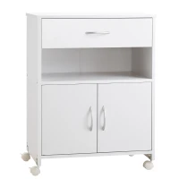 Vinsetto Support d'imprimante mobile avec tiroir, niche et placard 2 portes, étagère réglable, 60 x 39 x 80 cm, Blanc(m-10)