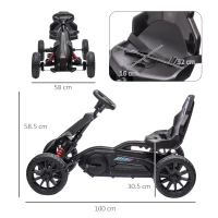 HOMCOM Kids Pedal Go Kart, with Adjustable Seat, EVA Wheels, Seat, Handbrake - Black(m-3)