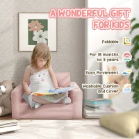 AIYAPLAY 2 in 1 Kids Armchair, Foldable Recliner for 1.5-3 Years Old, Pink(m-6)