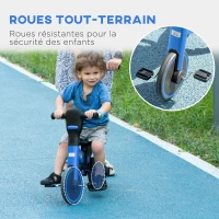 HOMCOM Tricycle bébé évolutif 4 en 1 pour Enfants vélo draisienne avec poignée de poussée réglable, Repose-Pieds Amovible pour 18-48 Mois, Bleu(m-6)