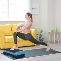 SPORTNOW Adjustable Fitness Stepper, with Non-Slip Surface, for Home, Gym, Office Workout, Light Blue(m-10)