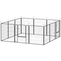 PawHut 12-Panel Solid Dog Playpen with Doors, for Medium Dogs, 80cm High, Black(m-11)