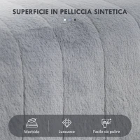 HOMCOM Panca Fondo Letto Imbottita in Peluche, Legno e Metallo, 82x30x47 cm, Grigia e Nera(m-4)
