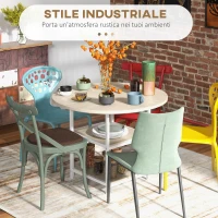 HOMCOM Tavolo da Pranzo per 4-6 Persone con 2 Ripiani Integrati, in Acciaio e MDF, Ø100x76 cm, Bianco e Rovere(m-4)