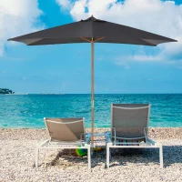Outsunny 2 x 3m Wooden Garden Parasol Umbrella Outdoor Sun Shade Canopy, Dark Grey(m-10)