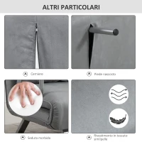 HOMCOM Divano Letto Singolo in Finta Pelle con Seduta Regolabile in 5 Posizioni, 105x80x78 cm, Grigio Chiaro(m-6)