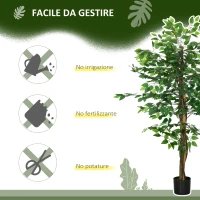 HOMCOM Pianta Artificiale di Ficus Alta 150cm per Interno ed Esterno con Vaso Incluso(m-5)