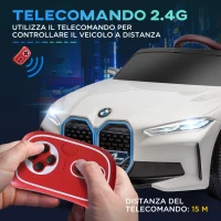 HOMCOM Macchina Elettrica per Bambini 3-6 Anni con Licenza BMW con Telecomando, Clacson e Fari, 115x67x45 cm, Bianca(m-5)