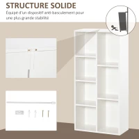 HOMCOM Meuble de rangement Bibliothèque étagère 7 cubes pour intérieur, salon, chambre - 50l x 24P x 106H cm, blanc(m-5)