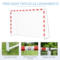 HOMCOM Rete da Calcio, Porta da Calcio e Calcetto in Plastica PE per Adulti e Bambini, 302x83x201cm(m-4)
