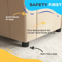 HOMCOM Kids Recliner Chair, PU Leather with Adjustable Backrest, Footrest, Padded Headrest, Beige(m-6)