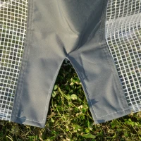Outsunny Serre de Jardin Tunnel Surface Sol 18 m² 6L x 3l x 2,8H m châssis Tubulaire renforcé Acier 2 Portes + 6 fenêtres enroulables PE Polyester Blanc Gris(m-9)