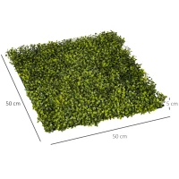 Outsunny 12PCS Artificial Boxwood Wall Panels 50cm x 50cm Grass Privacy Fence Screen Faux Hedge Greenery Backdrop Encrypted Milan Grass for Home Garden Backyard Balcony(m-3)