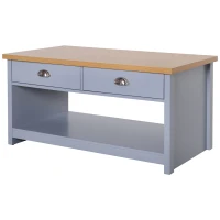 HOMCOM Tavolino da Caffè con Maniglie, 2 Cassetti e 1 Ripiano Aperto in MDF, 99x55x50.5cm(m-10)