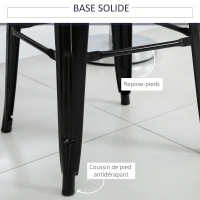 HOMCOM Lot de 4 tabourets de Bar Empilable Chaise de Bar Industriel avec Dossier Repose-Pied Hauteur d'Assise 76 cm métal Noir(m-6)