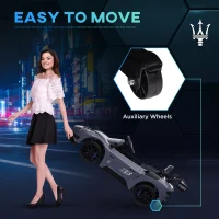 AIYAPLAY Maserati GT2 Licensed 12V Kids Electric Ride on Car with 4 Suspension Wheels, Remote Control, Music, Horn, Lights, Grey(m-5)