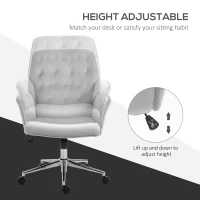 Vinsetto Linen Computer Chair with Armrest, Modern Swivel Chair with Adjustable Height, Light Grey(m-4)