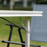 Outsunny Mesa de Camping Plegable Mesa de Picnic Portátil de Aluminio con Encimera de Madera 115x85x75 cm Natural(m-9)