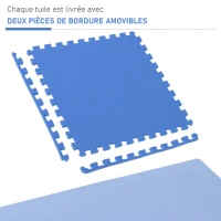 HOMCOM Tapis en Mousse de Protection Sol Tapis de Fitness 62 cm x 62 cm x 1 cm avec Bordures Tapis Puzzle 25 pièces 9,3 m² de Surface Bleu(m-5)