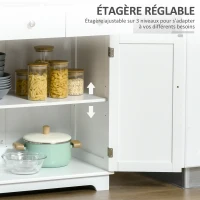 HOMCOM Meuble de rangement buffet salon avec placards à portes, 2 tiroirs et étagère réglable, armoire de rangement pour salon, cuisine, chambre, blanc et bois naturel(m-6)