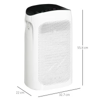 HOMCOM Purificatore d'Aria Filtro HEPA Triplo Strato, 3 Velocità, Modalità Sonno e Timer, 32.7x22x55.8cm, Bianco(m-3)