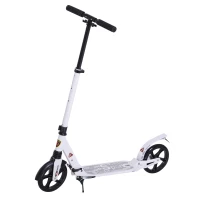 HOMCOM Monopattino Scooter Pieghevole con Serratura Rinforzata Regolabile per Adulti e Bambini in Alluminio 94 x 38 x 90-105 cm Bianco(m-10)