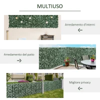 Outsunny Edere Finte, Siepe Artificiale 150x300 cm in PE Anti-UV, Siepe Finta per Recinzioni con Foglie, Verde Scuro(m-5)