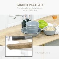HOMCOM Table à manger design industriel grand plateau dim. 120L x 60l x 75H cm pieds métal noir en épingles MDF aspect chêne clair(m-4)