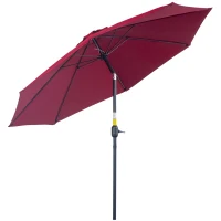 Outsunny Parasol de jardin Parasol droit Parasol inclinable aluminium fibre de verre polyester diamètre 2,65 m coloris rouge(m-10)