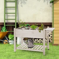 Outsunny Jardinière sur Pied - Potager sur roulettes - étagère, Tablette Rabattable, Inserts d'irrigation, Feutre de Drainage(m-2)