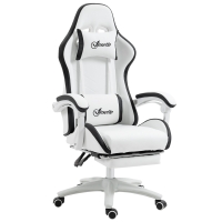 Vinsetto Siège gaming fauteuil gaming dossier inclinable 135° avec appui-tête repose-pieds 65l x 65P x 121-129H cm blanc et noir