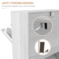 HOMCOM 12-Shoe Flip Drawer Storage Cabinet - Grey Wood-Effect(m-7)