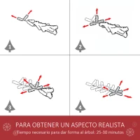 HOMCOM Árbol de Navidad Artificial 180 cm Ignífugo con 724 Ramas con 2 Tipos de Puntas de PVC Base Plegable y Soporte de Acero Decoración Navideña de Interior Verde(m-6)